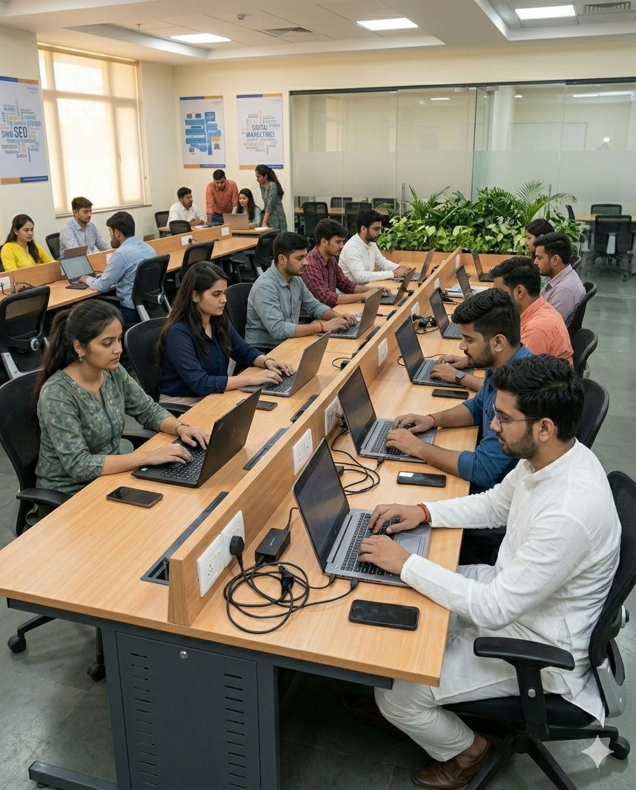 Professionals working in office